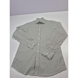 Spier & Mackay Shirt Mens 16.5 L Green Stripe Dress Long Sleeve Custom Handmade